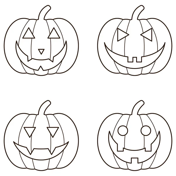 Conjunto Logotipo Preto Halloween Abóbora Stiker Pack Jack Lanternas Eps Ilustração De Stock