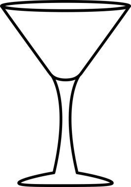 Martini boş cam logo. Siyah doğrusal martini bardağı. Vektör kokteyl simgesi.