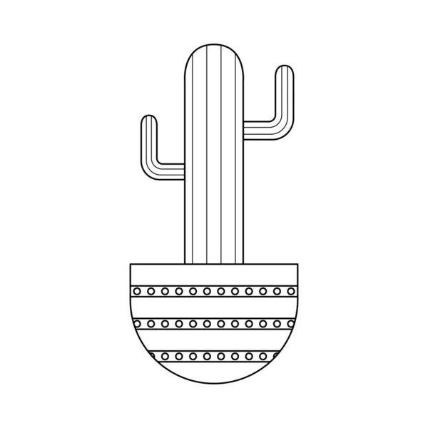 Ikoon Met Lineaire Cactus Lineaire Vectorillustratie Met Exotische Cactus Succulent — Stockvector
