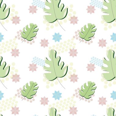 Kusursuz, vektör tropikal desen. Çiçek arkaplan. El çizimi pürüzsüz desen. 