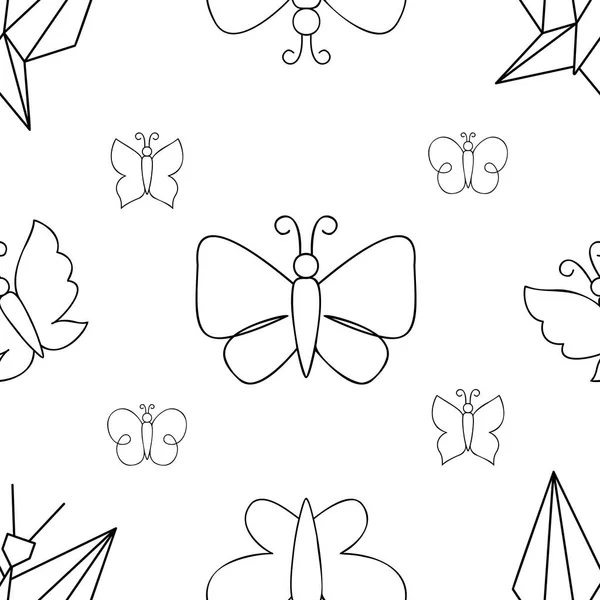 Modèle Papillon Sans Couture Illustration Vectorielle Avec Des Papillons Papillons — Image vectorielle