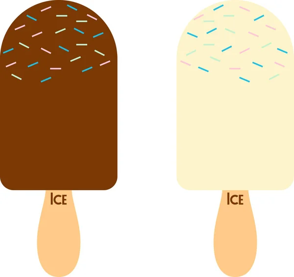 Icons Stick Ice Cream Sundae Logo White Black Chocolate Sweet — Stock Vector