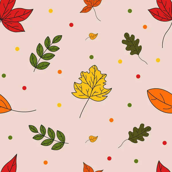 Nahtloses Herbstblättermuster Muster Flachen Stil Blätter Herbstfarben Hintergrund Für Ihre — Stockvektor