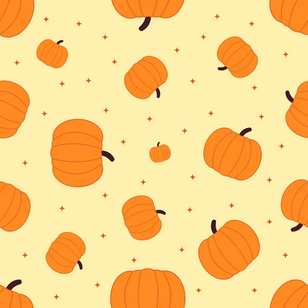 Modèle Sans Couture Citrouille Thanksgiving Fond Vectoriel Halloween Impression Végétale — Image vectorielle
