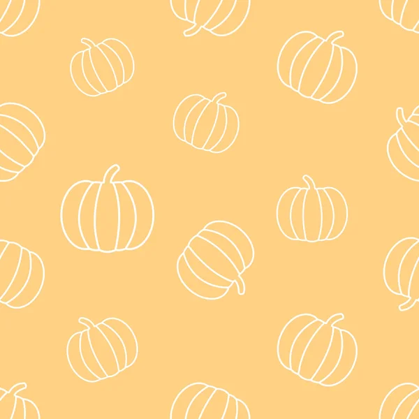 Pumpkin Seamless Pattern Thanksgiving Halloween Vector Background Color Vegetable Print — Stock Vector