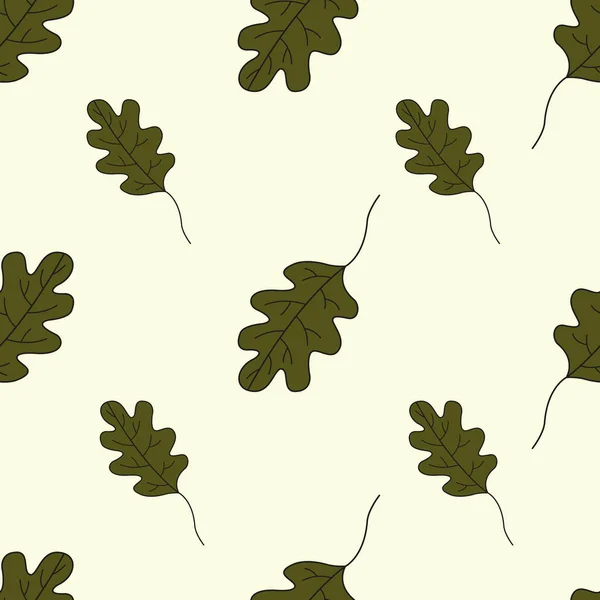 Nahtloses Herbstblättermuster Grüne Herbstblätter Muster Flachen Stil Blätter Herbstfarben Hintergrund — Stockvektor