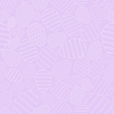 Kusursuz paskalya yumurtası deseni. Mor bir arka planda vektör deseni. Paskalya el çizimi. 