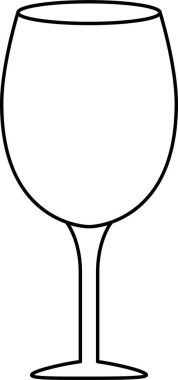 Şarap logosu. Siyah doğrusal şarap kadehi. Vektör simgesi. Siyah arkaplanda şarap kadehi. 