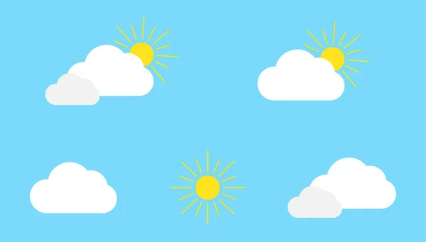 Set Different Weather Icons Icons Sun Cloud Blue Background Sunny — Stock Vector