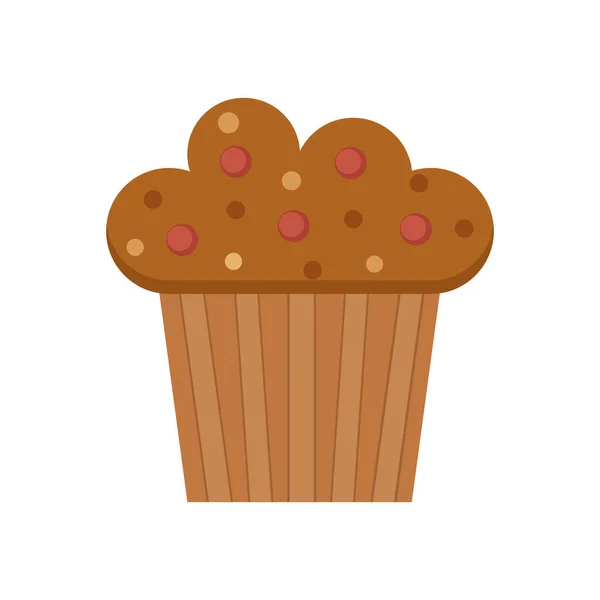 Ikon Vektor Warna Muffin Ilustrasi Cupcake Coklat Datar Desain Makanan - Stok Vektor