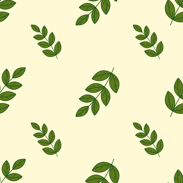 Бесшовный Осенний Узор Листьев Зеленые Осенние Листья Патент Плоском Стиле — стоковый вектор