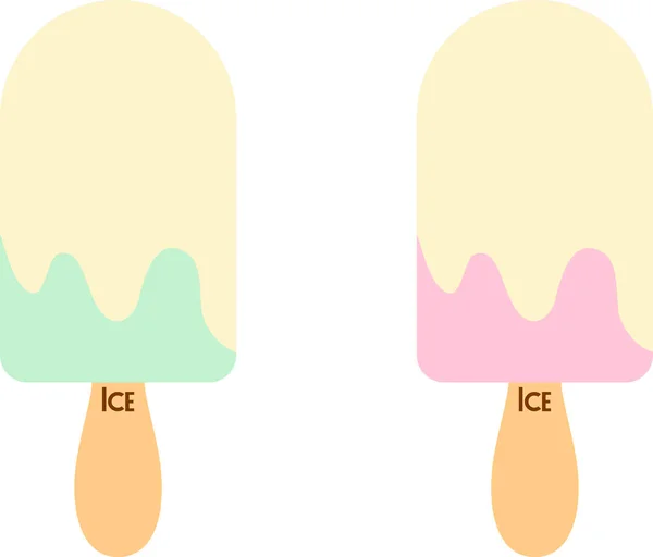 Icons Stick Ice Cream Sundae Logo White Chocolate Sweet Frozen — Stock Vector