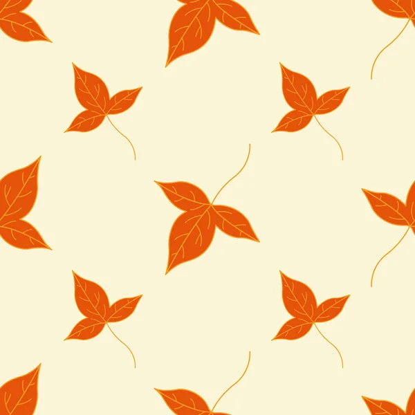 Бесшовный Осенний Узор Листьев Оранжевые Листья Патент Плоском Стиле Листья — стоковый вектор