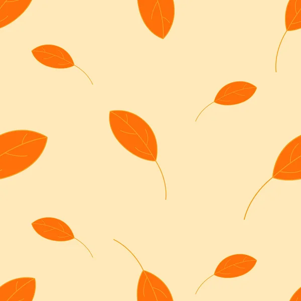 Naadloze Herfst Bladeren Patroon Oranje Herfst Bladeren Patroon Platte Stijl — Stockvector