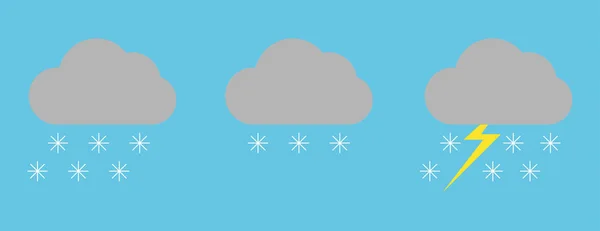 Set Con Diferentes Iconos Meteorológicos Iconos Nubes Nieve Sobre Fondo — Vector de stock