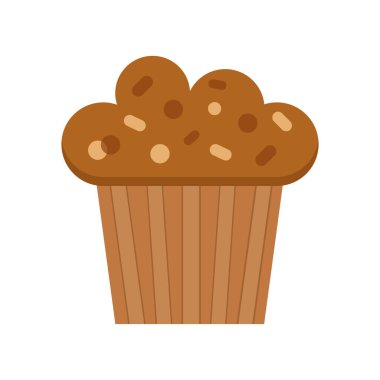 Kek rengi vektör simgesi. Düz çikolatalı kek illüstrasyonu. Pasta tatlı tasarımı. 