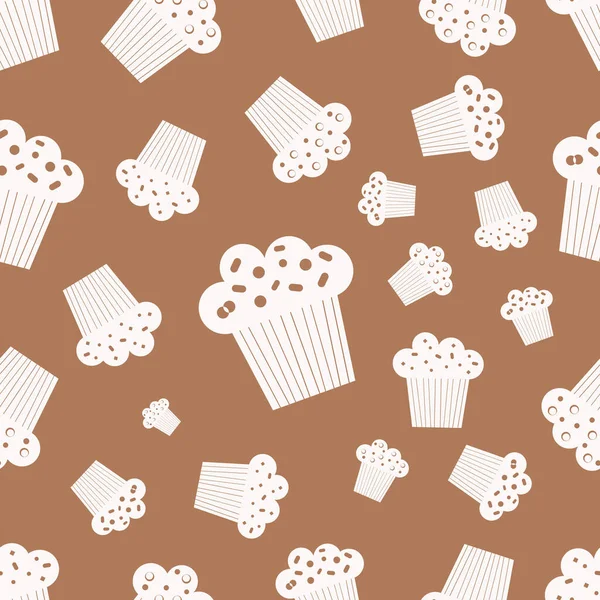 Nahtloses Muster Von Muffins Vektorillustration Auf Weißem Hintergrund Muster Mit — Stockvektor