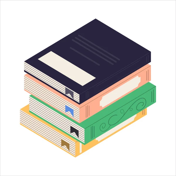 Stacks Books Reading Textbooks Education Vector Icons Flat Books Colored — Stockvector