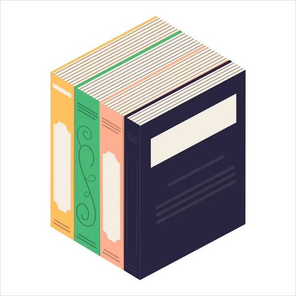 Stacks Books Reading Textbooks Education Vector Icons Flat Books Colored — стоковый вектор