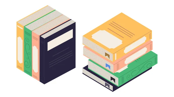 Set Stacks Books Reading Textbooks Education Vector Icons Flat Books — стоковый вектор