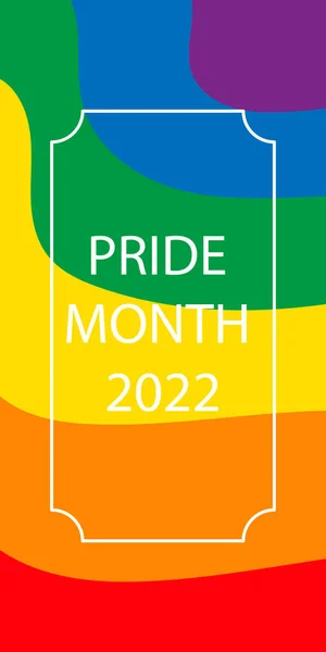 Pride Μήνα 2022 Κάρτα Λογότυπο Σημαίες Αγάπη Είναι Αγάπη Πολύχρωμο — Διανυσματικό Αρχείο