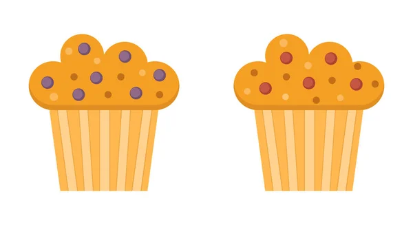 Set Icone Vettoriali Colori Muffin Illustrazione Cupcake Piatti Dolci Torta — Vettoriale Stock