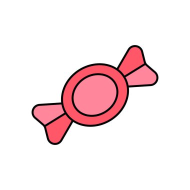 Şeker vektör simgesi. Çizgileri olan düz renkli logolar. İnce şekilli şekerler. 