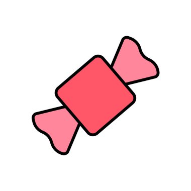 Şeker vektör simgesi. Çizgileri olan düz renkli logolar. İnce şekilli şekerler. 