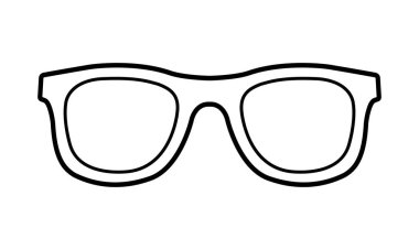 Çizgi film güneş gözlüğü ikonu. Güneş koruma gözlüklerinin vektör çizimi. Gözlüklerin doğrusal düz logosu. 