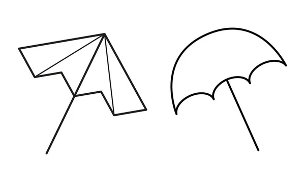 Set Umbrellas Vector Illustration Summer Umbrella Beach Line Icon Umbrella — Stockvektor