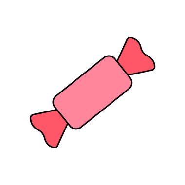 Şeker vektör simgesi. Çizgileri olan düz renkli logolar. İnce şekilli şekerler. 