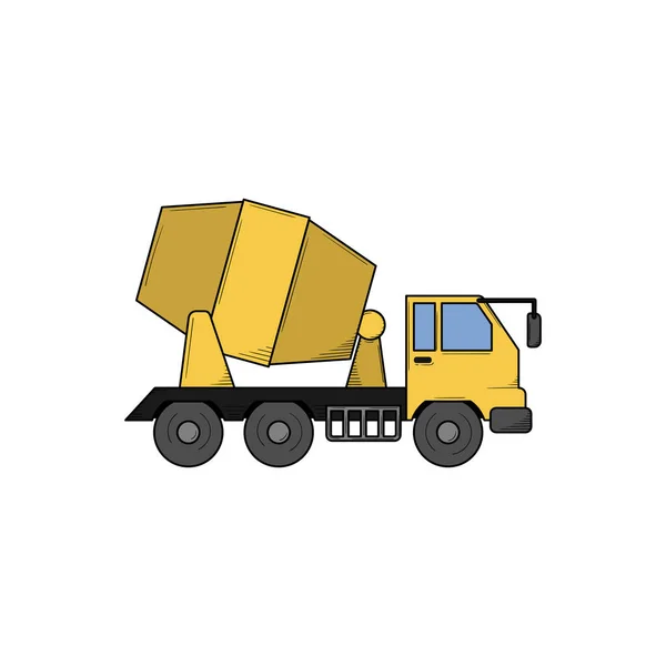 Zementwagen Hand Gezeichnet Skizze Illustration Vektor Design — Stockvektor