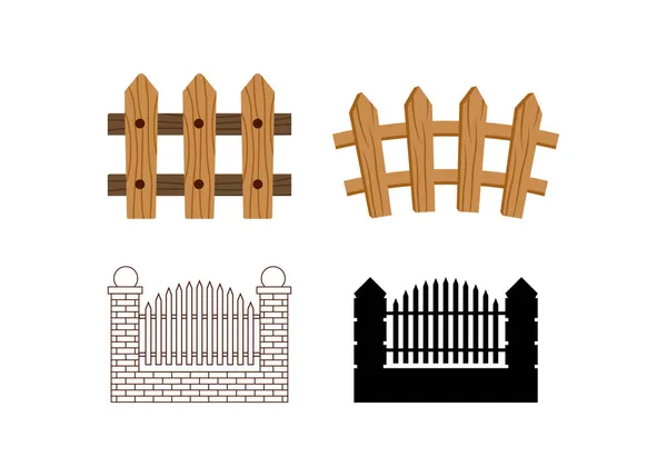 Fence Icon Set Design Template Vector Isolated Illustration — Stock Vector