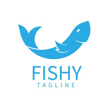 Balık hayvan logosu tasarım şablonu vektör izole çizimi
