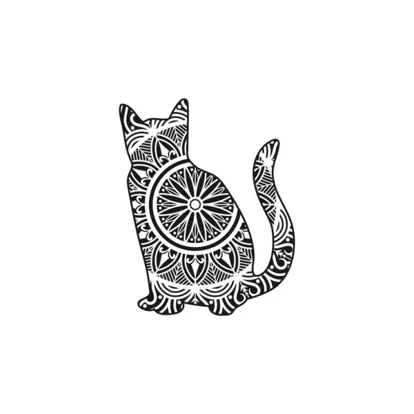 Cat Animal Mandala Design Illustration Vector — Stock Vector