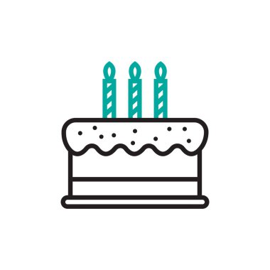 Doğum günü pastası ikonu tasarım şablonu izole edilmiş illüstrasyon