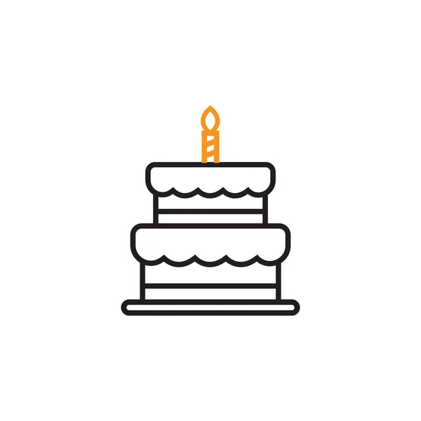 誕生日ケーキアイコンデザインテンプレートベクトル絶縁イラスト — ストックベクタ