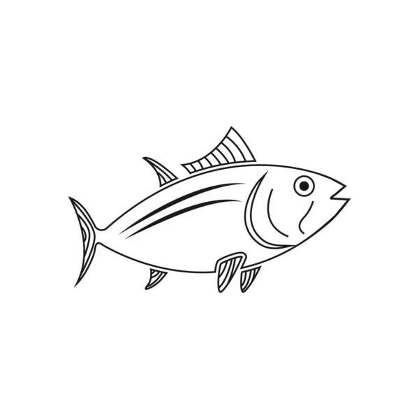 Templat Gambar Vektor Desain Ikon Ikan Tuna - Stok Vektor
