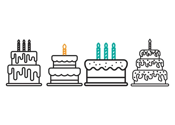 生日蛋糕图标设计模板向量隔离说明 — 图库矢量图片