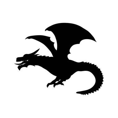 Ejder simgesi siluet tasarım şablonu vektörü