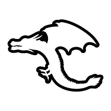 Dragon outline simge siluet tasarım şablonu vektörü