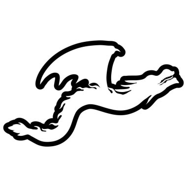 Dragon outline simge siluet tasarım şablonu vektörü