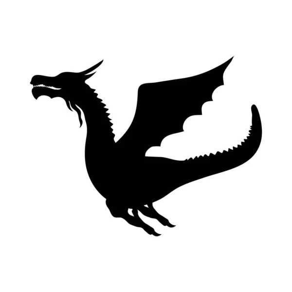 Dragon Icono Silueta Diseño Plantilla Vector — Vector de stock