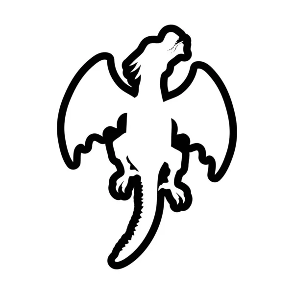 Dragon Esquema Icono Silueta Diseño Plantilla Vector — Archivo Imágenes Vectoriales