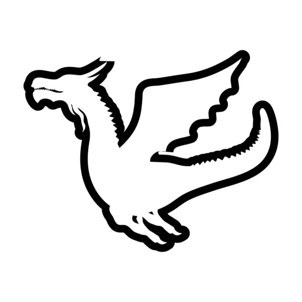 Drache Umreißen Symbol Silhouette Design Vorlagen Vektor — Stockvektor