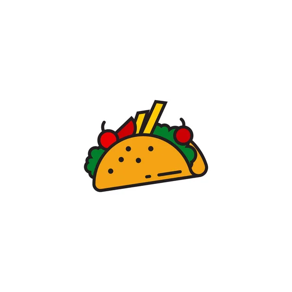 Taco Simgesi Tasarım Şablonu Vektör Izole Çizimi — Stok Vektör
