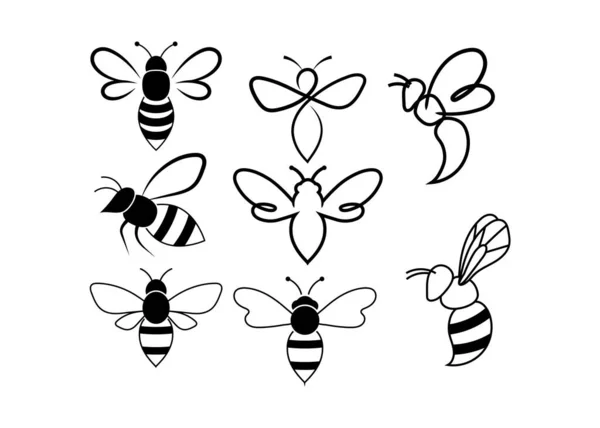 Abeja Icono Conjunto Diseño Plantilla Vector Aislado — Vector de stock