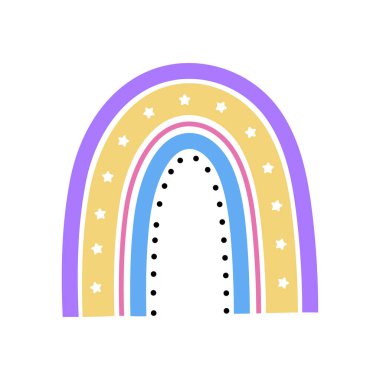 El çizimi gökkuşağı çizimi retro biçim vektör tasarımı