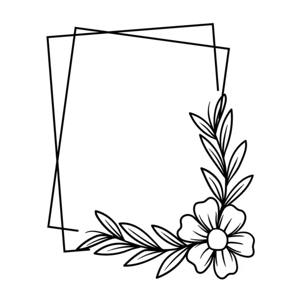 Floral Frame Line Arte Ilustração Modelo Vetor Design — Vetor de Stock