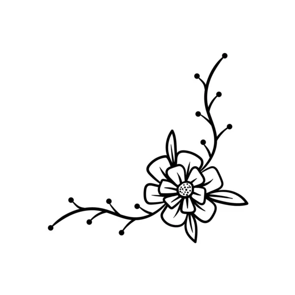 Floral Line Art Illustration Vektor Design Template — Stockvektor